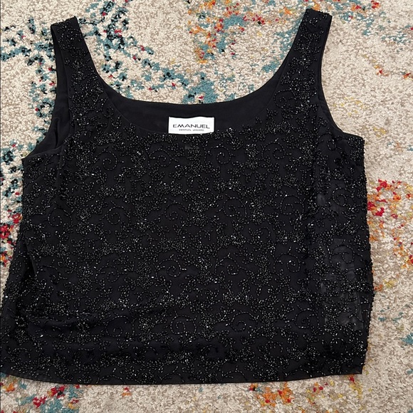 Emanuel Ungaro Black Beaded Tank Top - Picture 1 of 1